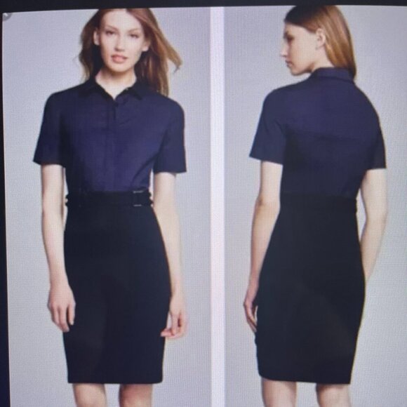 TORY BURCH Navy & Black Cotton & Wool Blend Dress Style#30142410 Sz.XL - Picture 1 of 13